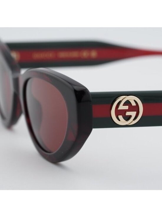Gucci GG1862S 003 Sunglasses Havana Cat Eye Frame, Burgundy Lenses main image 8